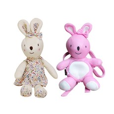 CONY BABY 安撫娃娃 兔子+兔子後背包, 兔子(象牙白)+兔子後背包(粉色)