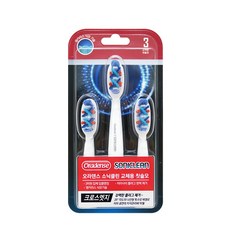 Oradens Sonic Clean Cross Edge 電池式電動牙刷替換刷頭, 3個, 單一商品