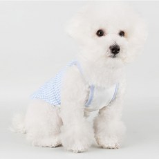 you're a peach 寵物格紋無袖T恤, 藍色