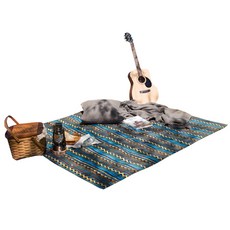 elena heim 雙面防水野餐墊 波西米亞風, 古董藍