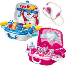 agaplus 兒童玩具收納箱梳妝台+醫院遊戲+聽診器, 混色