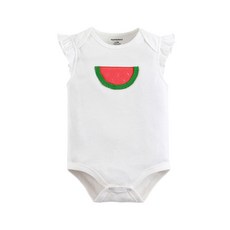 맘앤밥 신생아용 수박자수 프릴바디수트