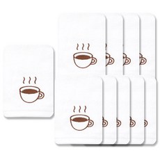 Songwol 松月 印花擦手巾, 白+咖啡, 10個