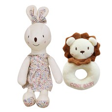 CONY BABY 兔子安撫娃娃 60cm+獅子搖鈴, 象牙白