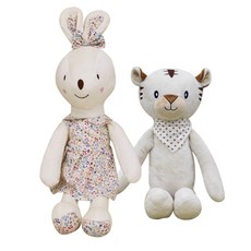 CONY BABY 安撫娃娃 兔子 60cm+白虎 40cm, 象牙白