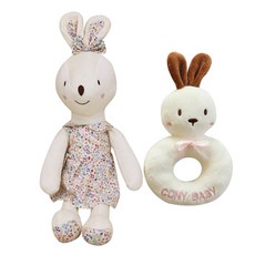 CONY BABY 兔子安撫娃娃 60cm+兔子搖鈴, 象牙白