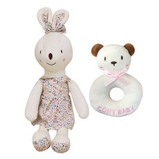 CONY BABY 兔子安撫娃娃 60cm+小熊搖鈴, 象牙白