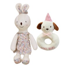 CONY BABY 兔子安撫娃娃 60cm+狗狗搖鈴, 象牙白