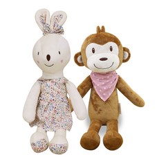 CONY BABY 安撫娃娃 兔子 60cm+猴子 60cm, 象牙白+棕色
