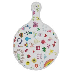 Roem Design 雙面圓形上菜砧板, 水彩藝術圖案 + 閃亮圖案, 1個