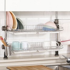 頂天立地雙層餐具瀝水架 金色, 60*25.5*75cm