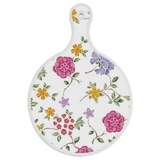 Roem Design 雙面圓形上菜砧板, 浪漫紅色花卉白色 + 企鵝, 1個