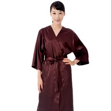 緞面絲綢美容美髮袍, 酒 (LN1028), 1個