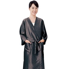 緞面絲綢圓點美容浴袍, 灰色 (LN1063), 1個