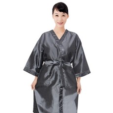 線條拼色美容浴袍, 灰色 (LN1057), 1個