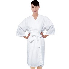 棉質美容浴袍, 白色 (ST117), 1個