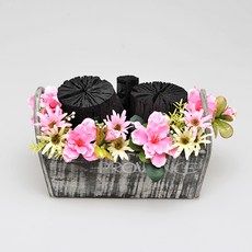 행복한세상 프로방스박스 + 숯 1kg + 조화 핑크, 1세트