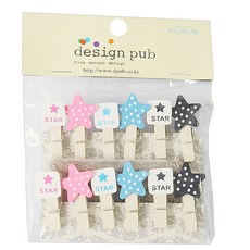 이코디 스타팻말 메모집게 12p 세트, 혼합 색상