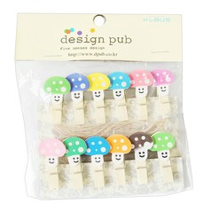 이코디 해피머쉬룸 메모집게 12p 세트, 혼합 색상