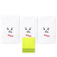 송월타월 요일기분 핸드 행주 월 3p + 마사지때밀이40 랜덤 발송, 혼합 색상, 1개