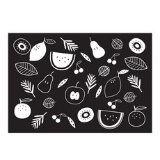 서머스트 실리콘 테이블매트 FRUIT, 블랙, 425 x 295 mm, 1개