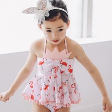 JOY MULTI 女童紅鶴印花泳衣套裝