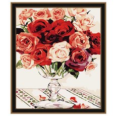 I LOVE PAINTING DIY名畫繪畫組 40*50cm, 玫瑰花瓶