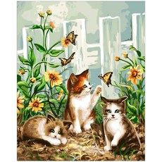 I LOVE PAINTING DIY名畫繪畫組 40*50cm, 三貓兄弟, 1幅