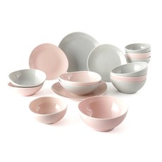 젠한국 컬러글레이즈 크라우드 홈식기 16p 세트, 베리핑크,라이트그레이, 6종