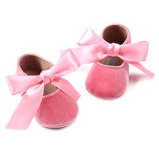 JOY MULTI 女童天鵝絨大絲帶助步鞋