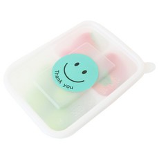 PP耐熱迷你飯盒 3格款 50入+微笑印花貼紙 粉色 26入+薄荷綠 26入, 1套