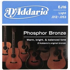 Daddario 磷青銅原聲吉他弦套組燈 012-053, EJ16, 單色