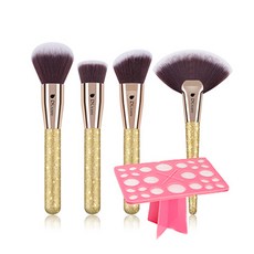 DUcare 黛蔻 淺金色化妝刷4件組 + 立式乾燥收納架, 粉紅色, 1個