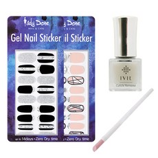 UV果凍膠+美甲貼片組, 指甲貼001+002+迷你銼2p+推石器隨機送+可愛卸妝5ml, 1套