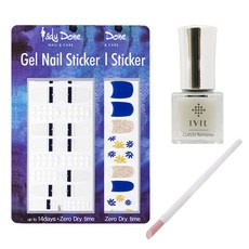 UV果凍膠+美甲貼片組, 指甲貼003+004+迷你銼2p+石推器隨機送+可愛卸妝液5ml, 1套