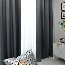 Paradise Home 金屬光澤素面遮光窗簾 2入, 深灰色