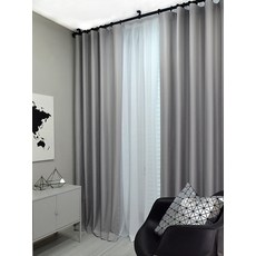 金屬遮光孔眼窗簾 2入, 暖灰色