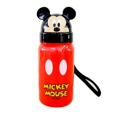 스케이터 미키마우스 페이스 스트로 보틀 + 리필 빨대, 혼합 색상, 350ml, 1개