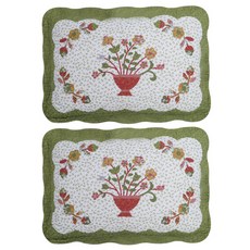 棉質水洗腳踏墊 2條組, Flowerpot Green