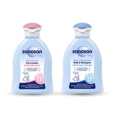 sanosan 珊諾 Care Body Lotion 200ml + Bath & Shampoo 沐浴露 200ml, 1套
