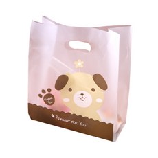 봄91 국산 강아지 캐릭터 비닐 쇼핑백 26 x 13 x 35 cm, 25개입, 1개