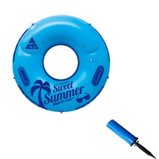 藍色游泳圈120+充氣棒, 混色, 1套