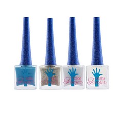 Larafinger 香水貼紙冬季女孩水性美甲 4p 套組, 藍色、銀色、牛奶、面漆, 1套