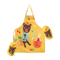 Onsaemiro 食譜儿童圍裙+手臂托西套組, 黃色泰迪熊