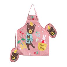 Onsaemiro 食譜儿童圍裙+手臂托西套組, 粉紅色的泰迪熊