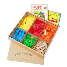 GabeFamily 原木圖案積木 112片 + 圖案積木教材 第1階段, 紅, 橙, 黃, 綠, 藍, 原木色, 1個