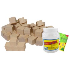 GabeFamily 3cm 堆疊積木 100入 + 迷你書 + 收納桶, 原木, 1個