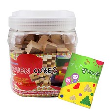 GabeFamily 2.5cm 美松原木堆疊積木 100p + 迷你書 + 收納桶, 原木