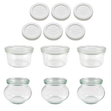 WECK 密封玻璃保鮮盒 No.751+No.902, 1組, 玻璃保鮮盒(200ml 3入+220ml 3入)+玻璃蓋 6入+PE塑膠蓋 6入