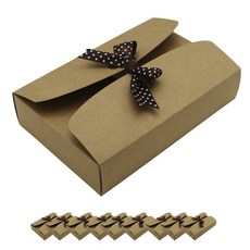 DONNA&DECO 長方形牛皮紙盒 10入+緞帶 10入, 混色, 1套